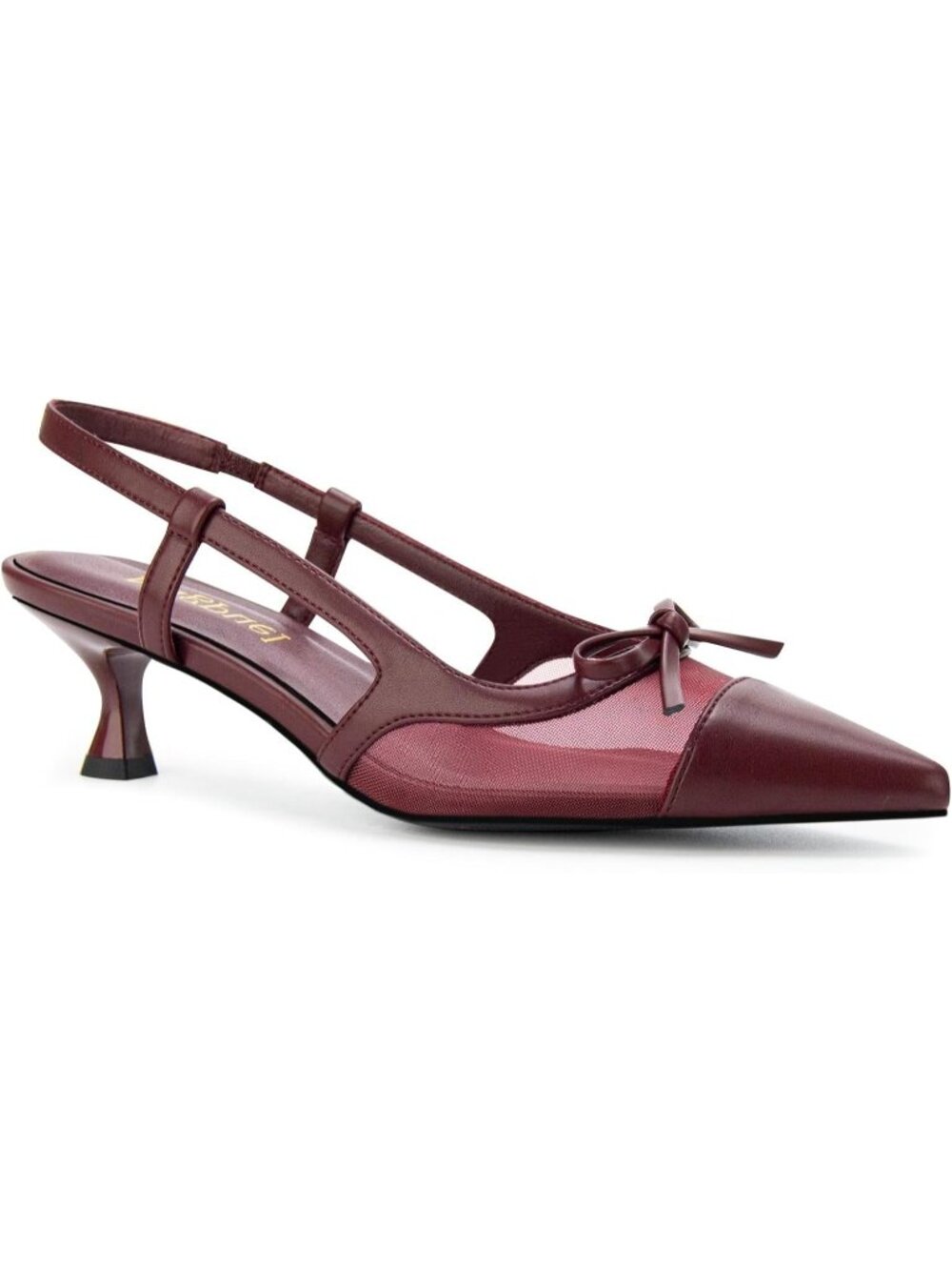 Women's Burgundy Pointed Toe Slingback Heels Dress Shoes Breathable Comfortable - Picture 6 of 6